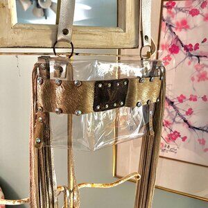 "KEEP IT GYPSY" LV STADIUM HIDE AND FRINGE CLEAR BAG